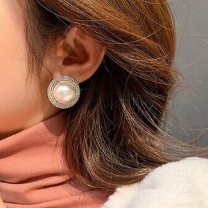 925 Silver Stud Earrings Pearl Jewelry A Pair/set